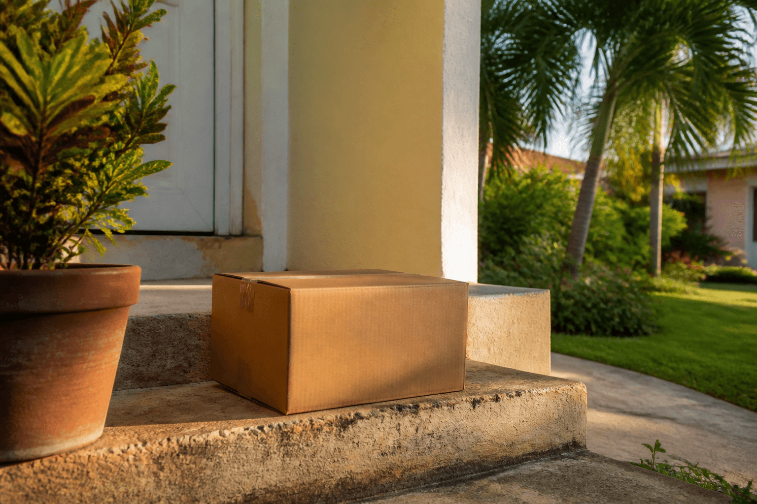 A package on a front doorstep