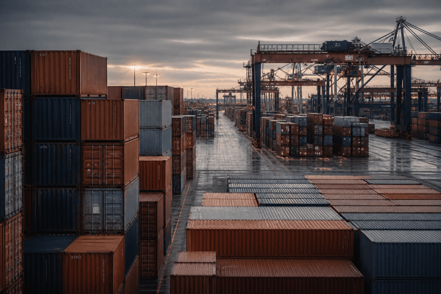 Cargo containers at a port